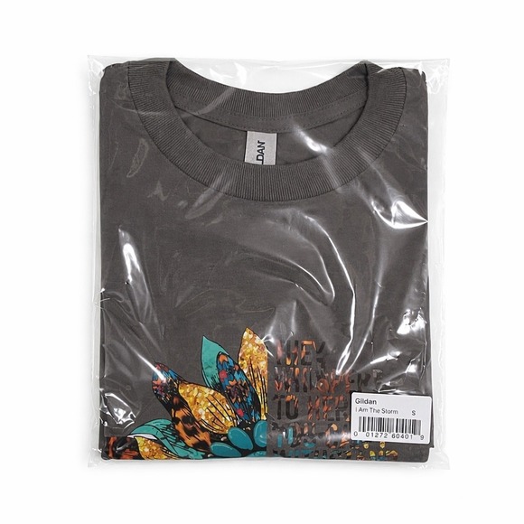 Gildan Women's Graphic Tee Sunflower "I Am The Storm" Charcoal S - Picture 7 of 7